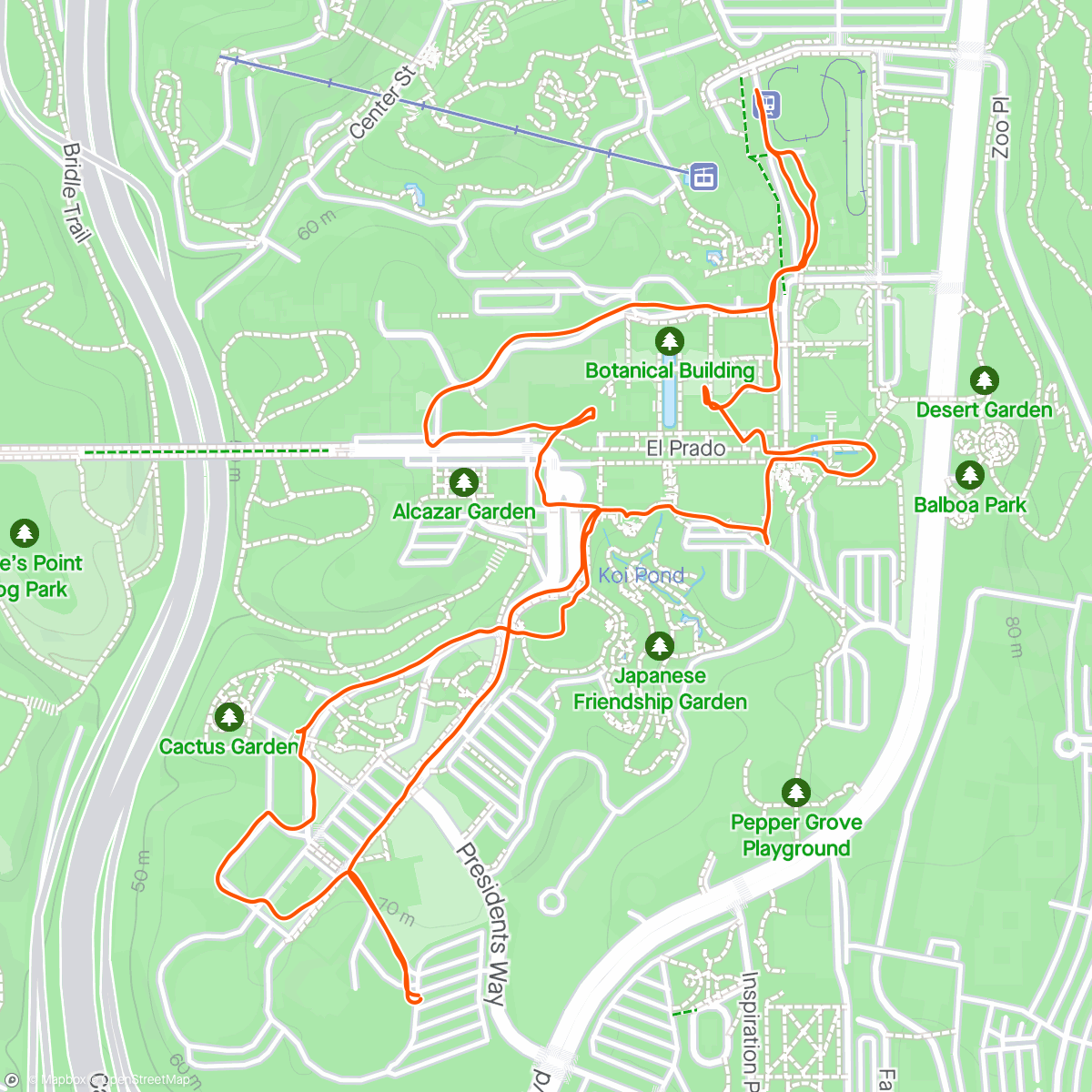 Map of the activity, Balboa park SD