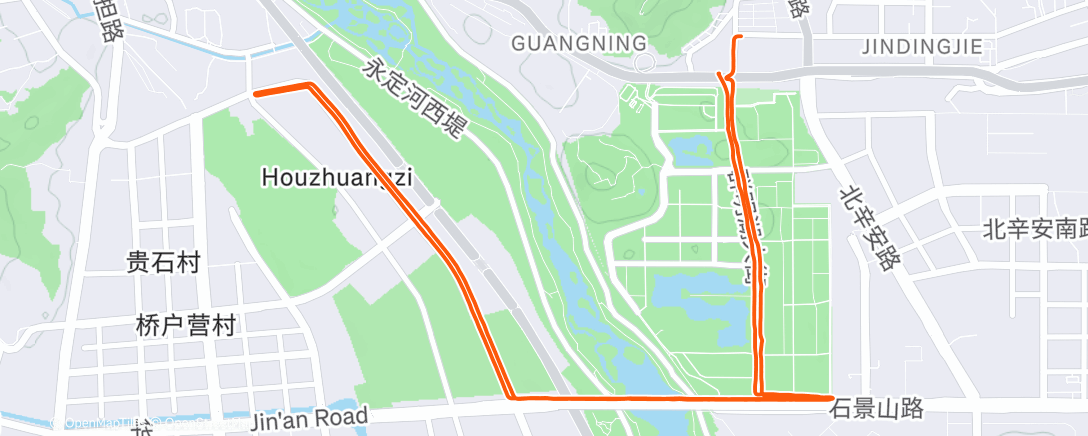 Map of the activity, 晨间跑步