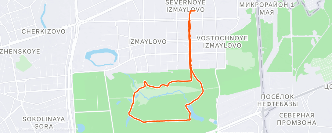 Map of the activity, Evening Run