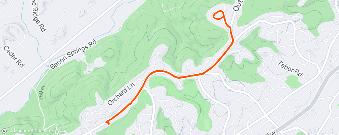 Map of the activity, Evening Run