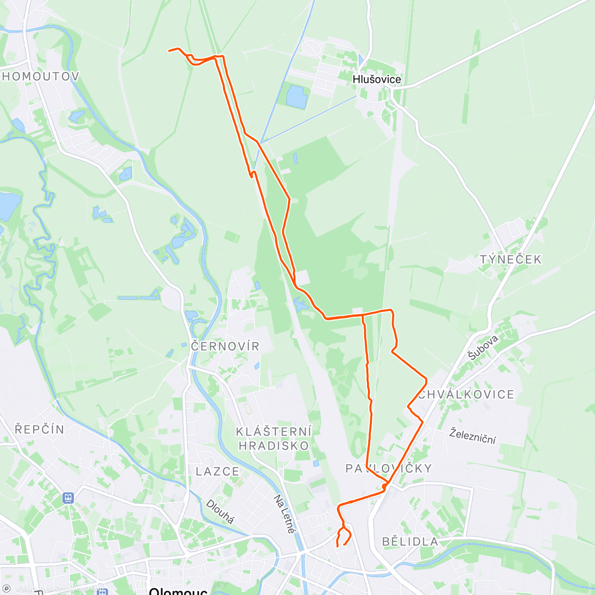 Map of the activity, Za soumraku k Hromovu dubu w/ Mart