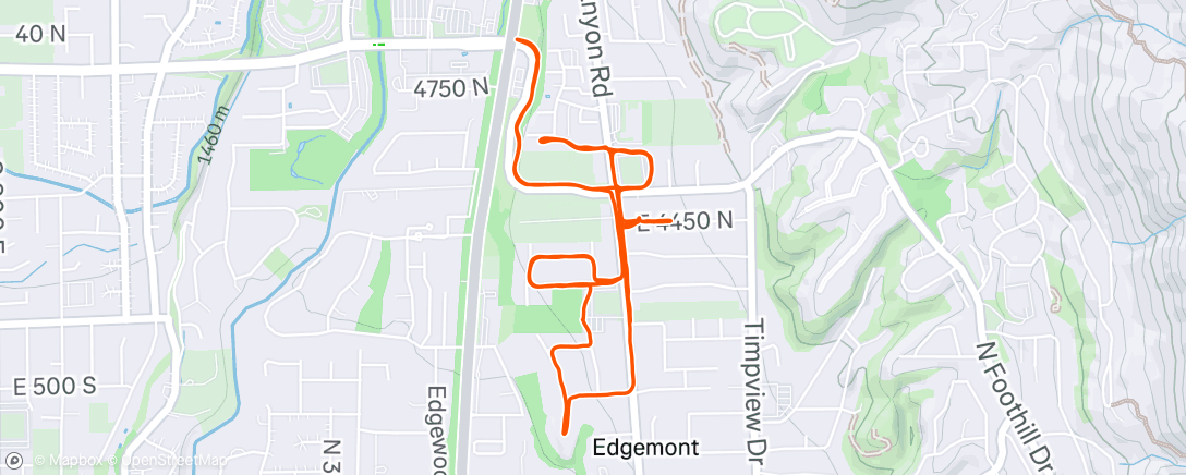 Map of the activity, Afternoon Run