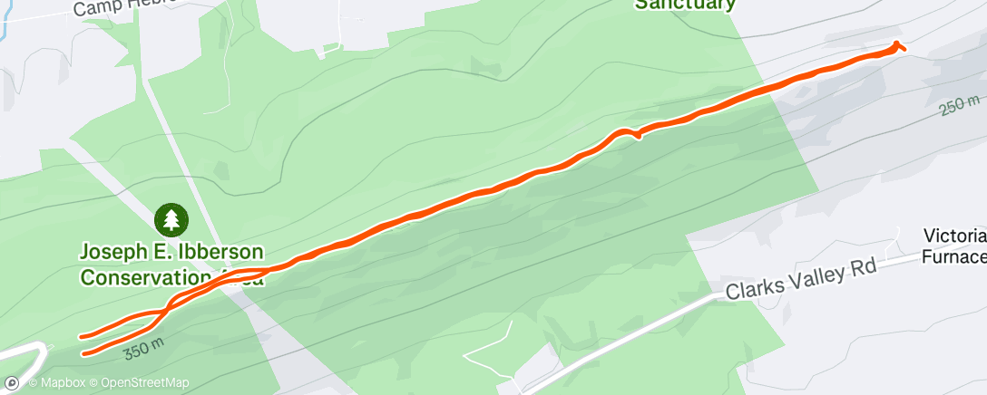 Map of the activity, Hike #47 to clean the Peter's Mtn Shelter