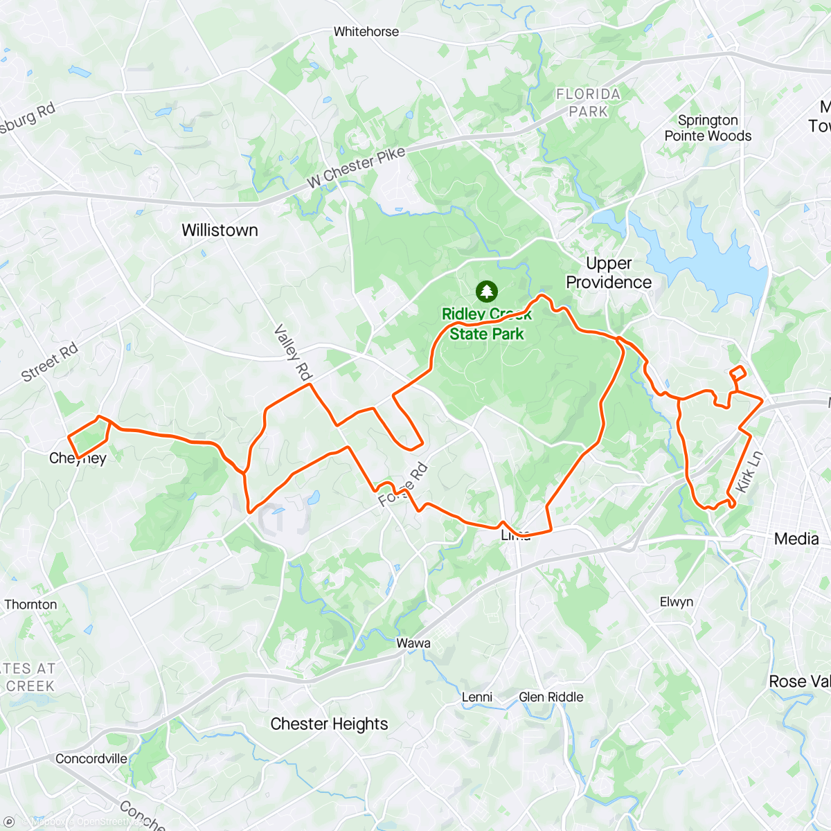 Map of the activity, DVBC evening ride