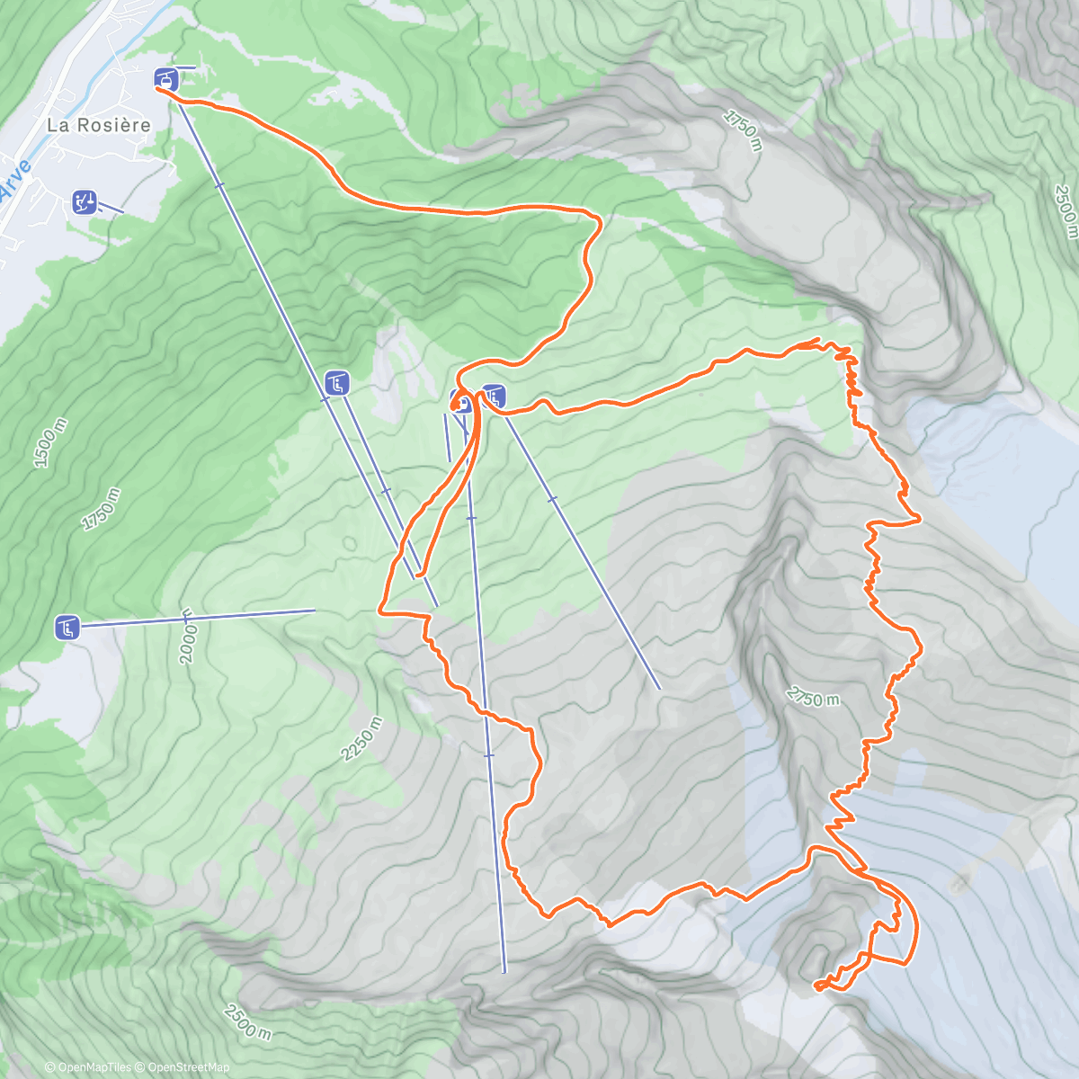 Карта физической активности (L’aiguille des Grands en solo)