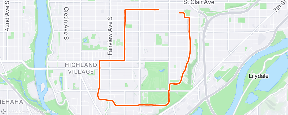 Map of the activity, Evening Run