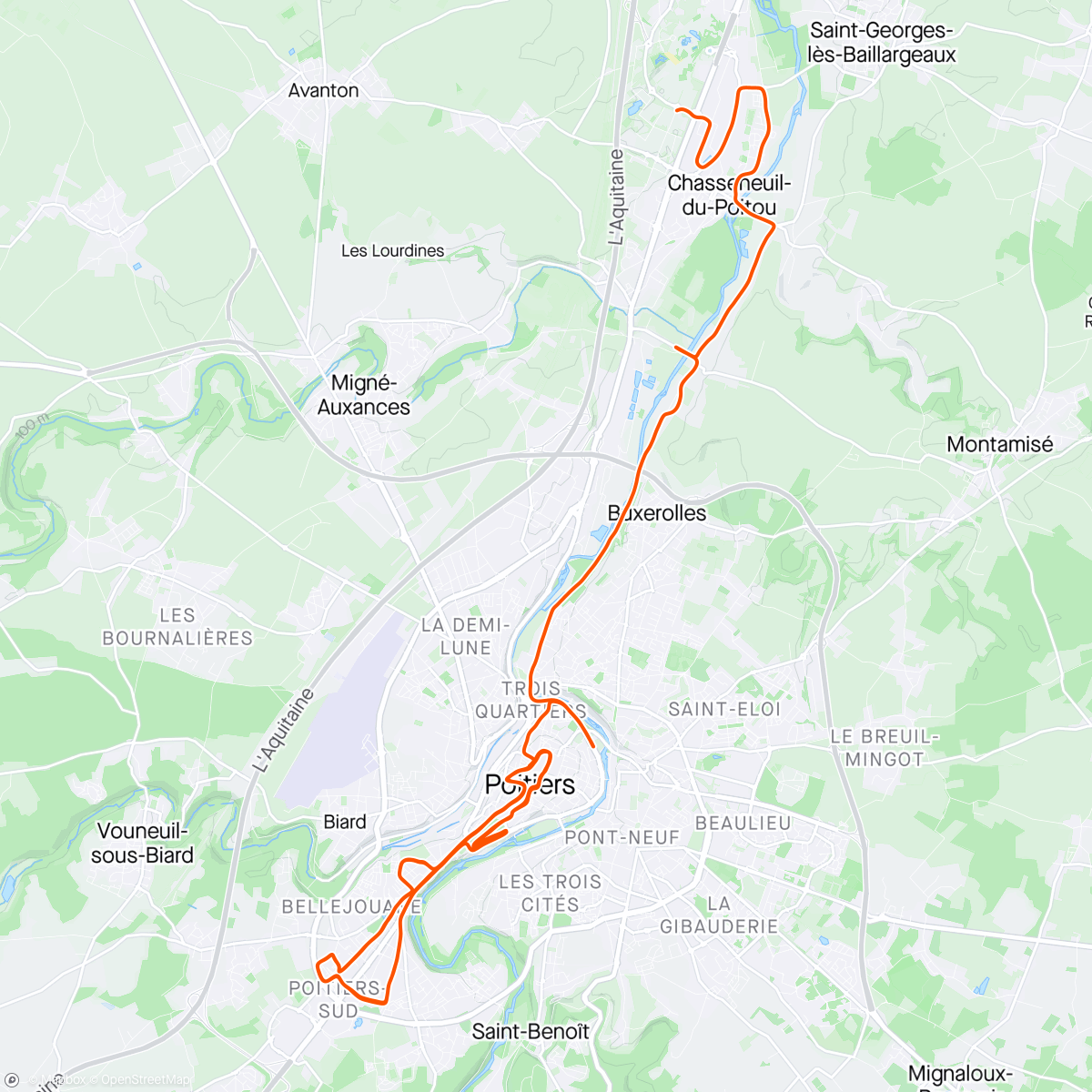 Map of the activity, Marathon Poitiers - Futuroscope - 3h14’14 
Mon 3 eme meilleur temps
