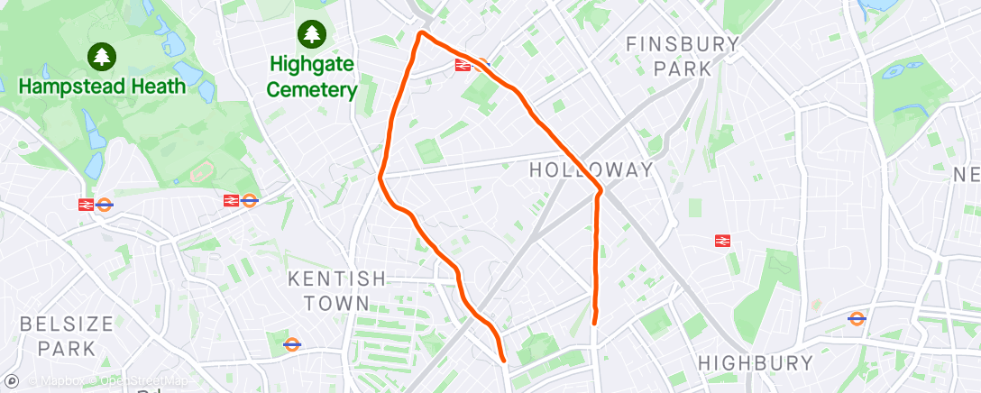 Mapa de la actividad, Sunday 5km: Archway 🇬🇧