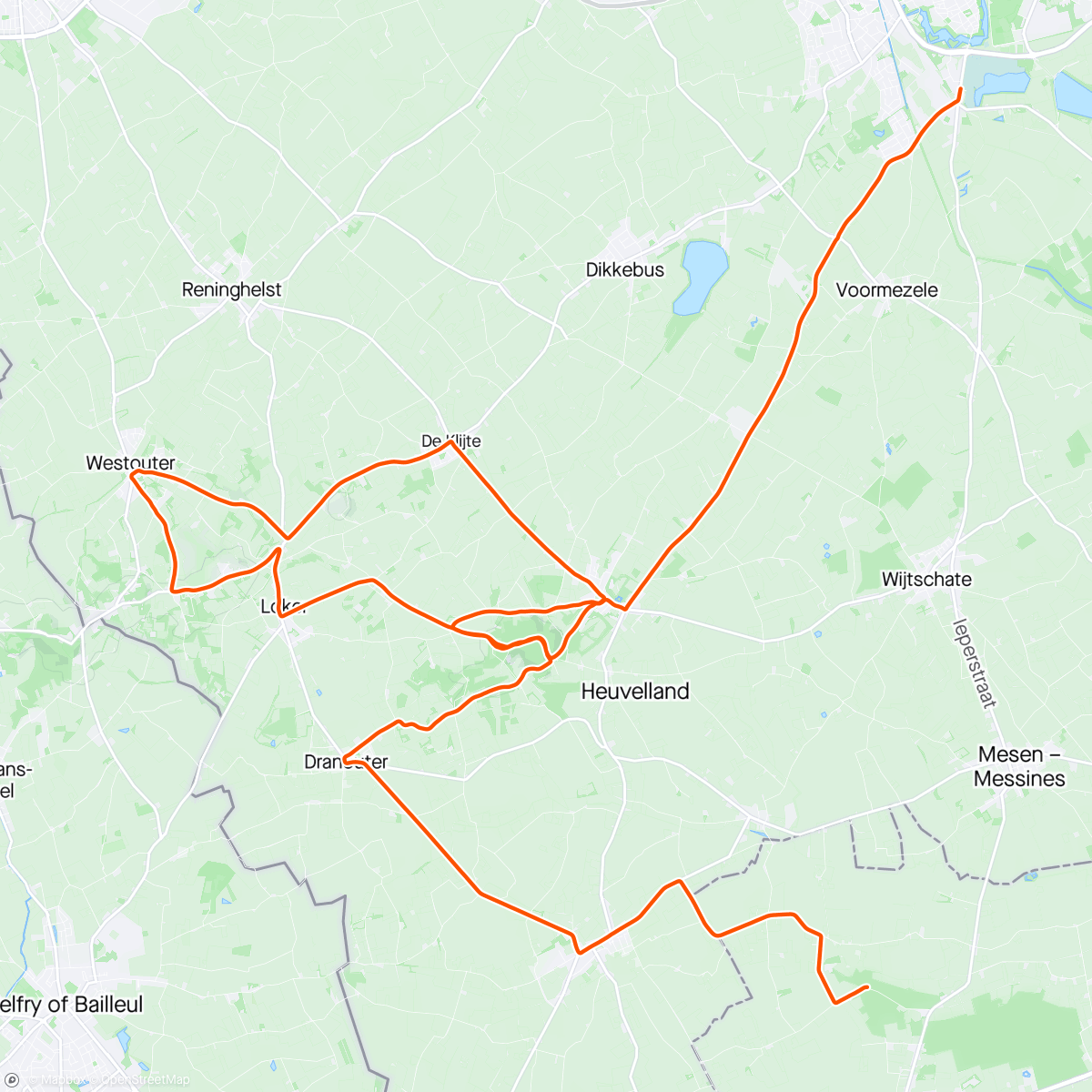 Map of the activity, ROUVY - Nieuwkerke to Ypry | Belgium