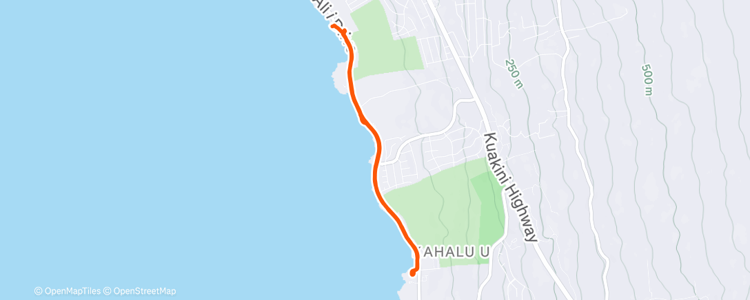 Map of the activity, Afternoon Run