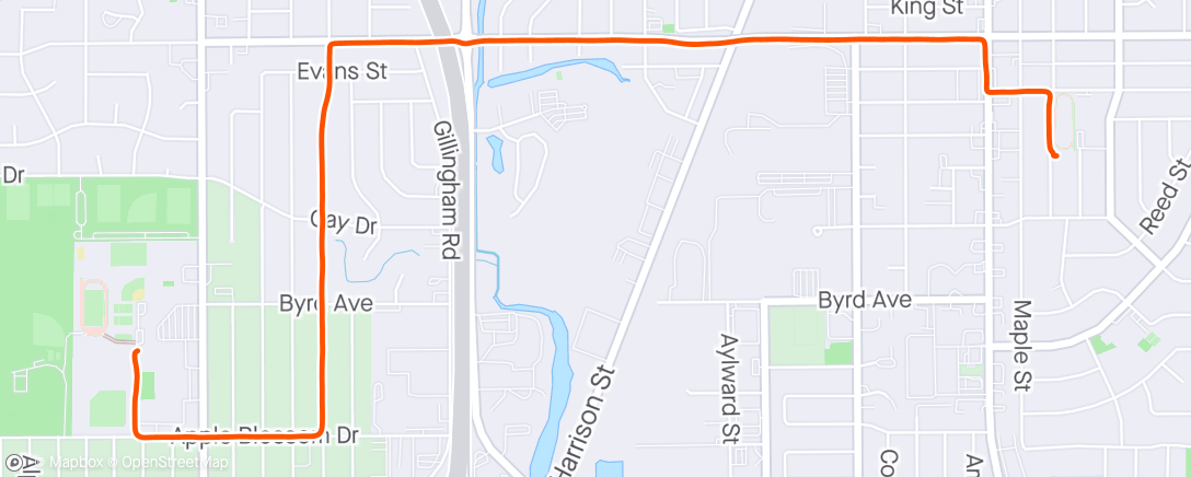 Map of the activity, Ride Home from Work