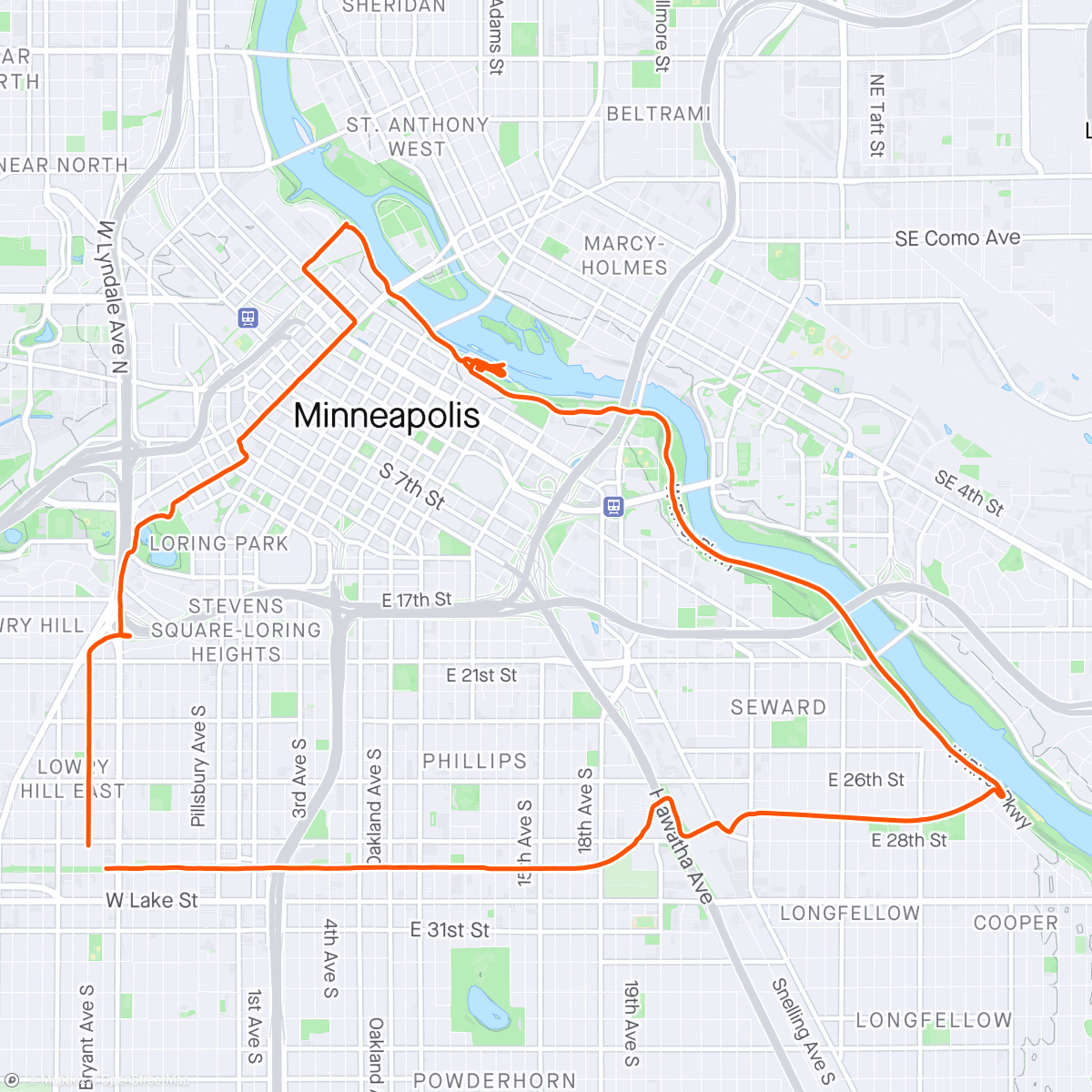 Map of the activity, Tour of Minneapolis