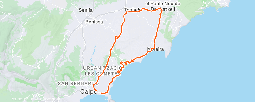 Map of the activity, Cycling