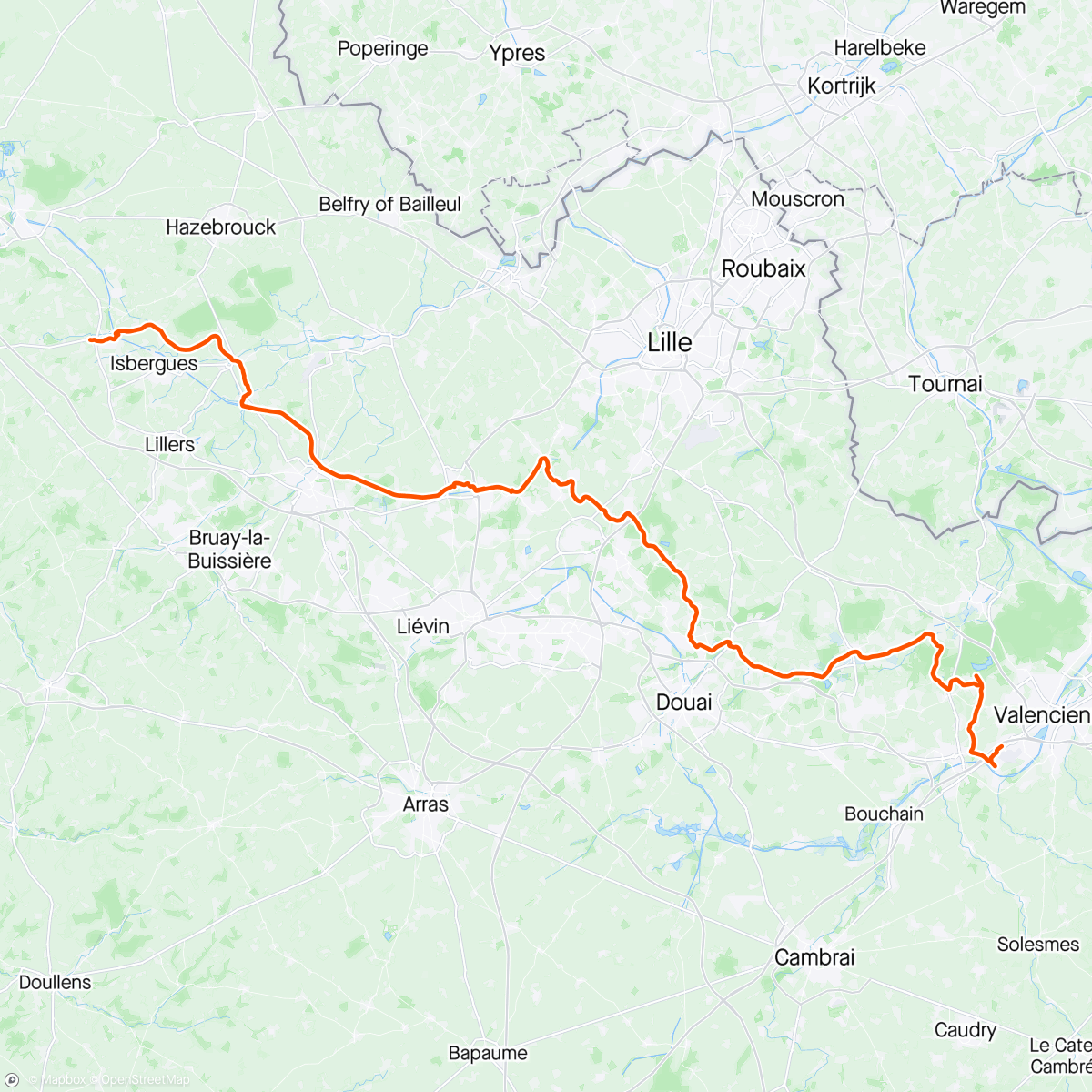 Map of the activity, D13 - Aire-Sur-La-Lys to Trouée d’Arenberg