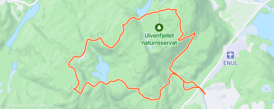 Mapa de la actividad (Ulven-Ulvenfjellet - Vardafjellet - Høglikampen og retur til Ulven)