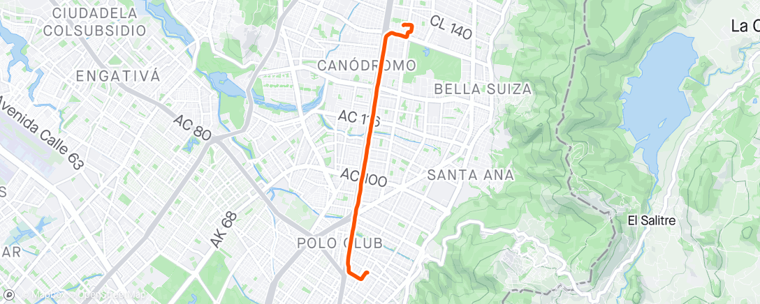 アクティビティ「Bicicleta nocturna」の地図