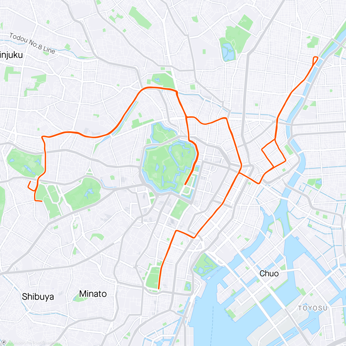 「ROUVY - Tokyo - 42 km | Japan」活動的地圖