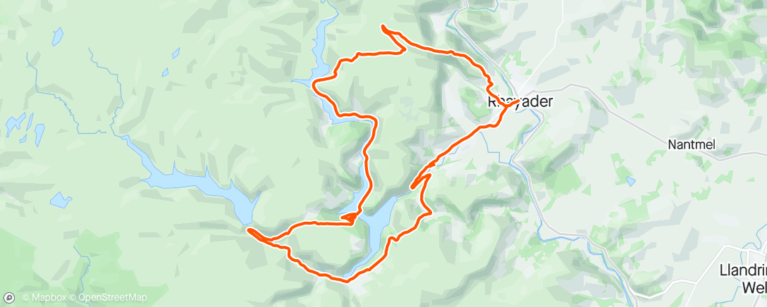 Map of the activity, Elan Valley including Ceidwad Coch and Nantgwyllt flow trails