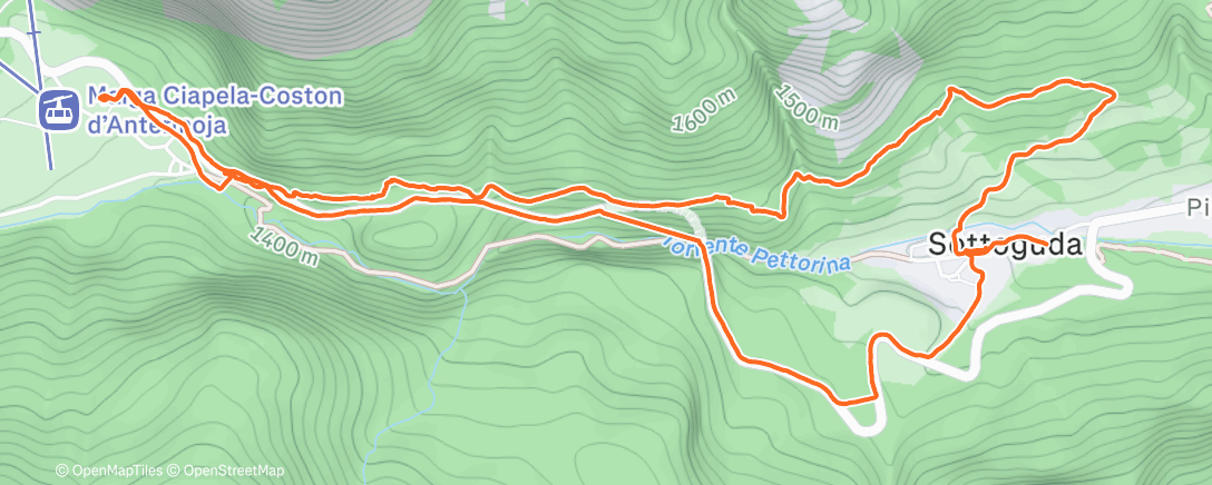 Map of the activity, Rucking with Giulietto