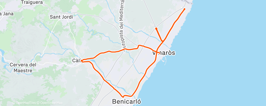 Map of the activity, Bicicleta por la tarde