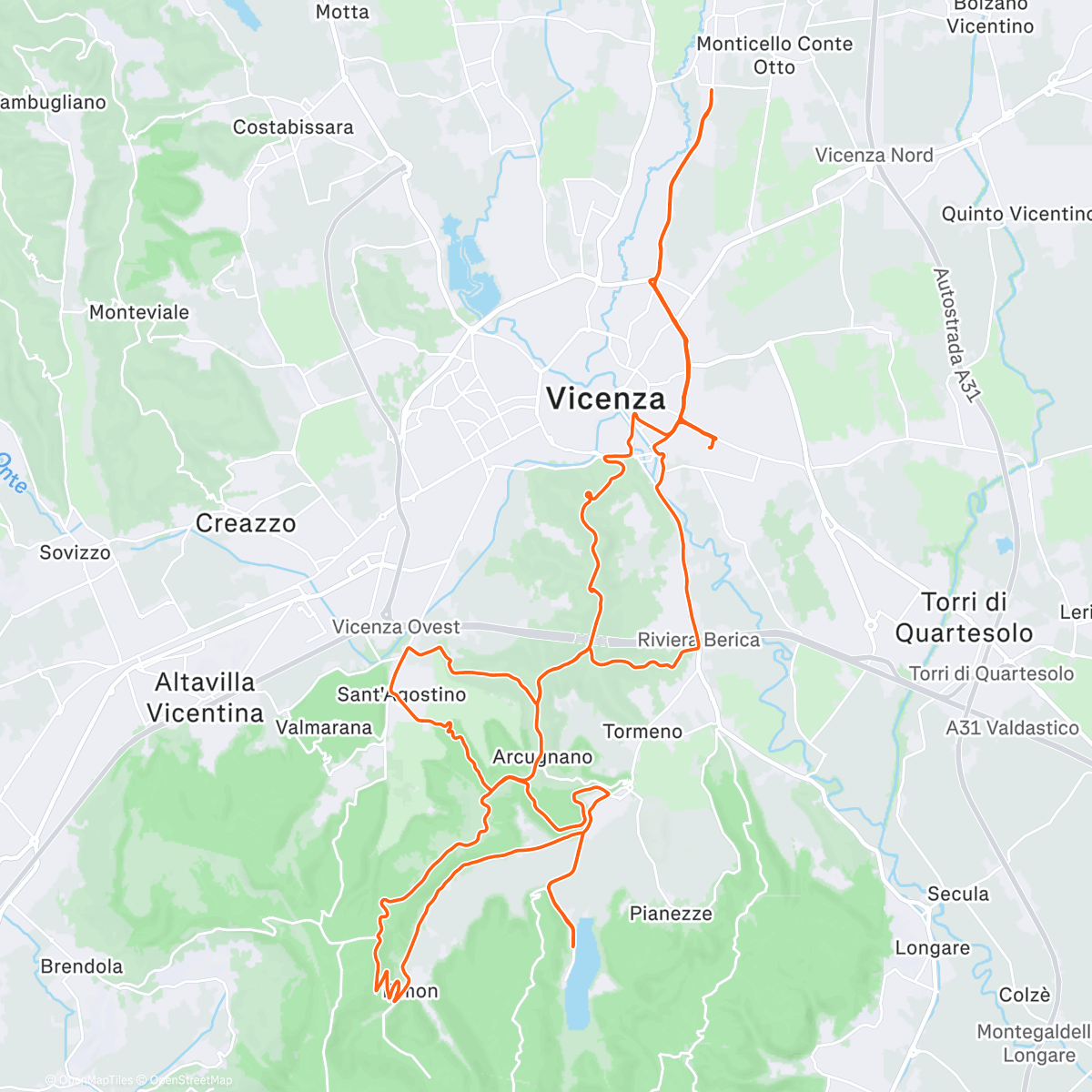 Map of the activity, Pedalata mattutina