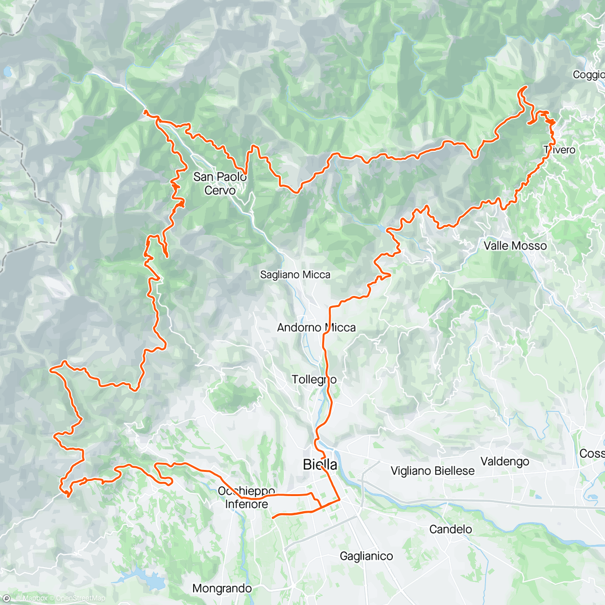 Map of the activity, Piemonte #5 - Rolig restitusjonstur i Z2. Med tunnel