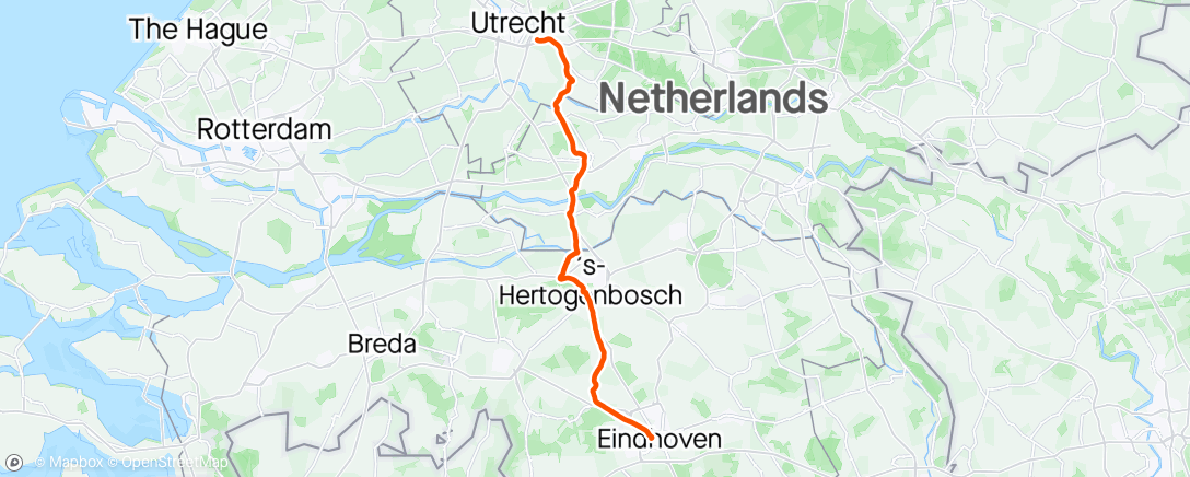 Map of the activity, Eindhoven to Utrecht mit Rückenwind