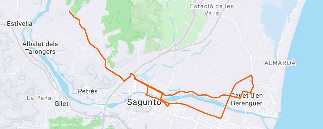 Map of the activity, Bicicleta a la hora del almuerzo