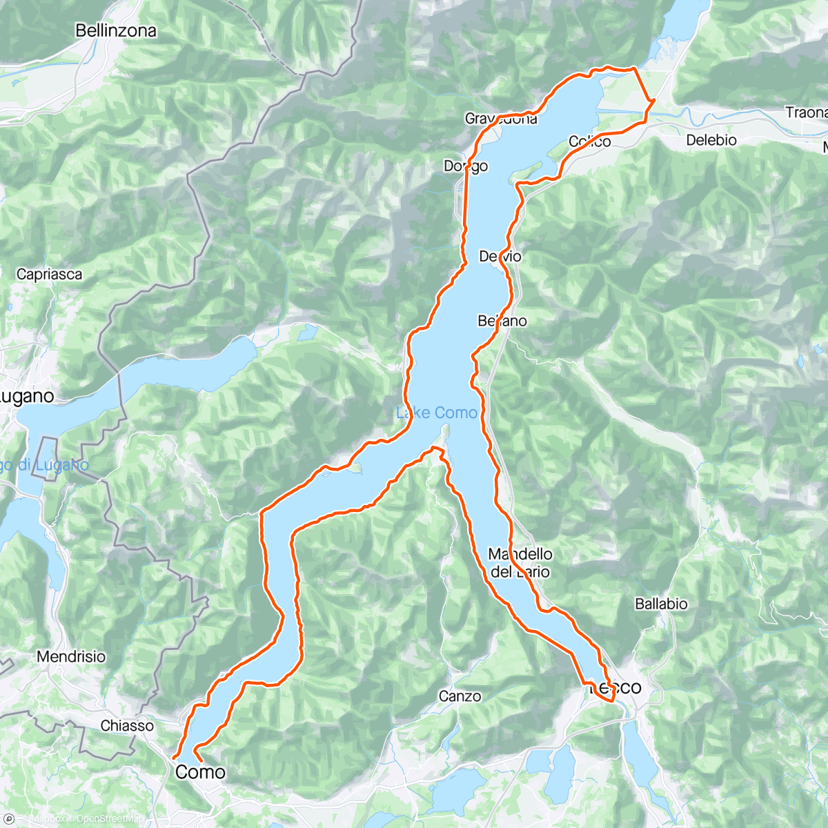 Map of the activity, Lake Como Italy