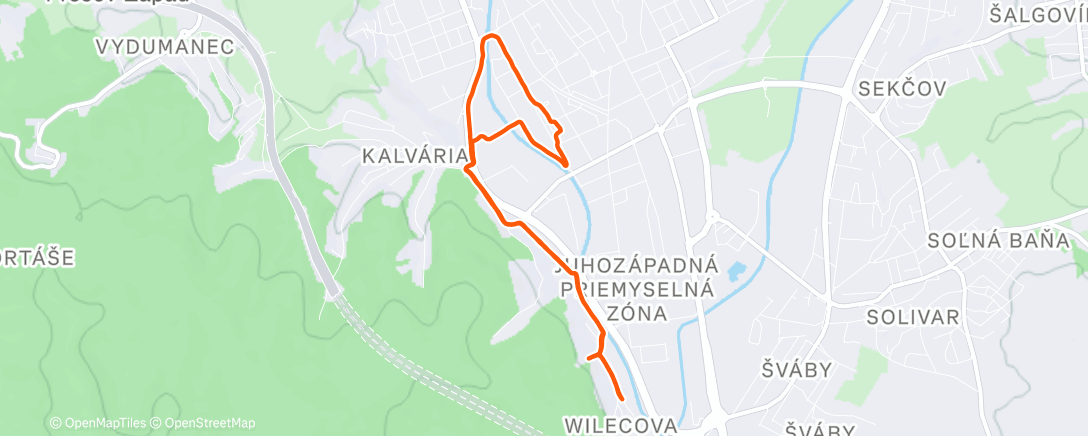 Map of the activity, Afternoon Run
