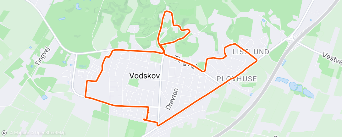 Map of the activity, Afternoon Run aftentur med vovse