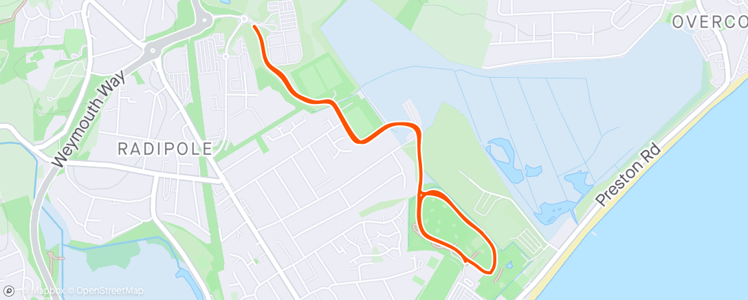 Map of the activity, Weymouth Parkrun