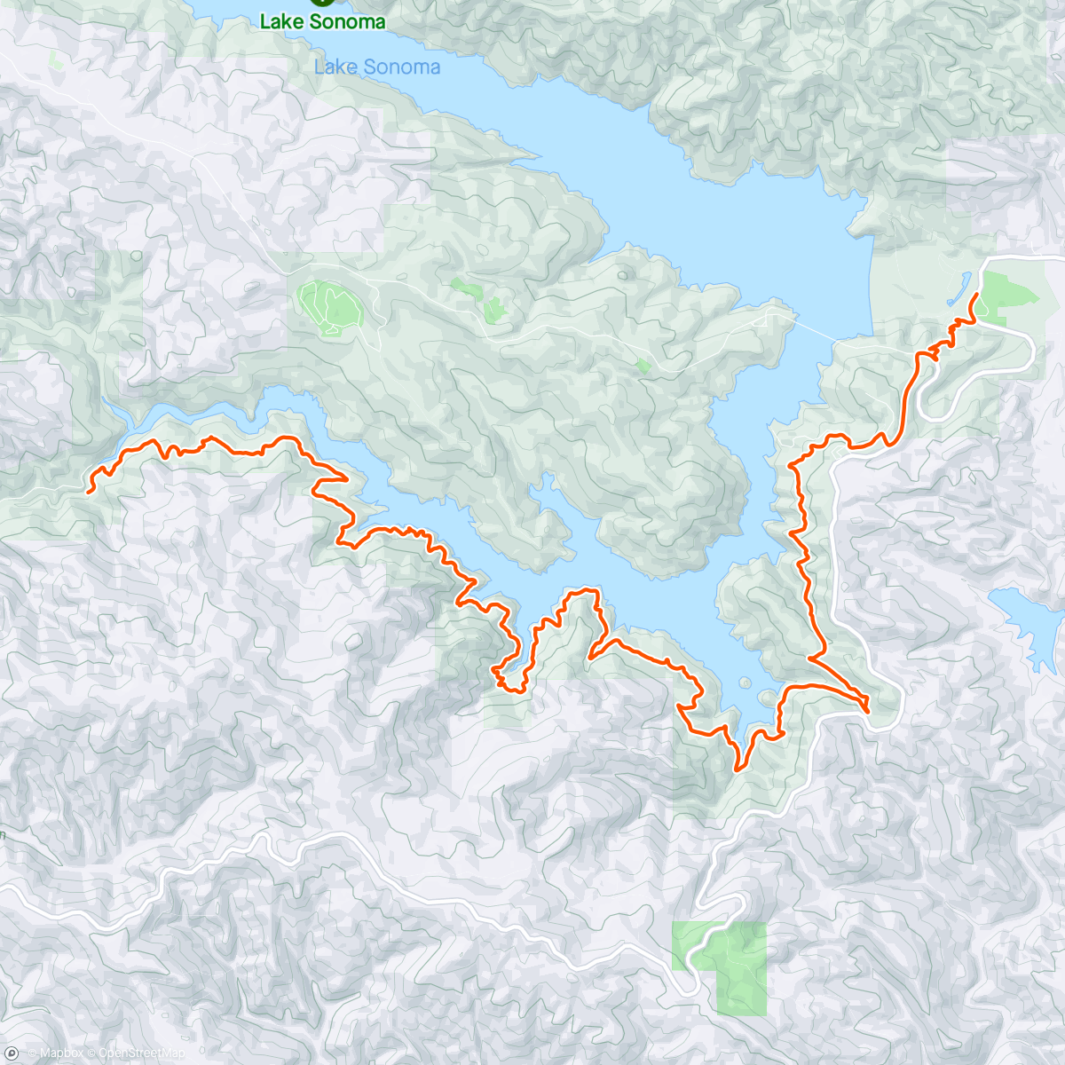 Map of the activity, First Half of the Lake Sonoma Marathon