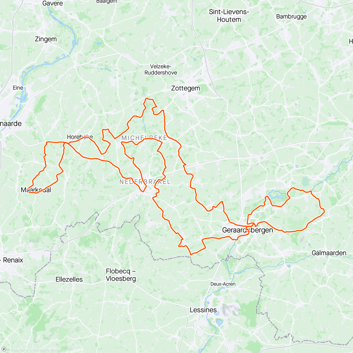 Map of the activity, Flanders day 3 - Geraardsbegen