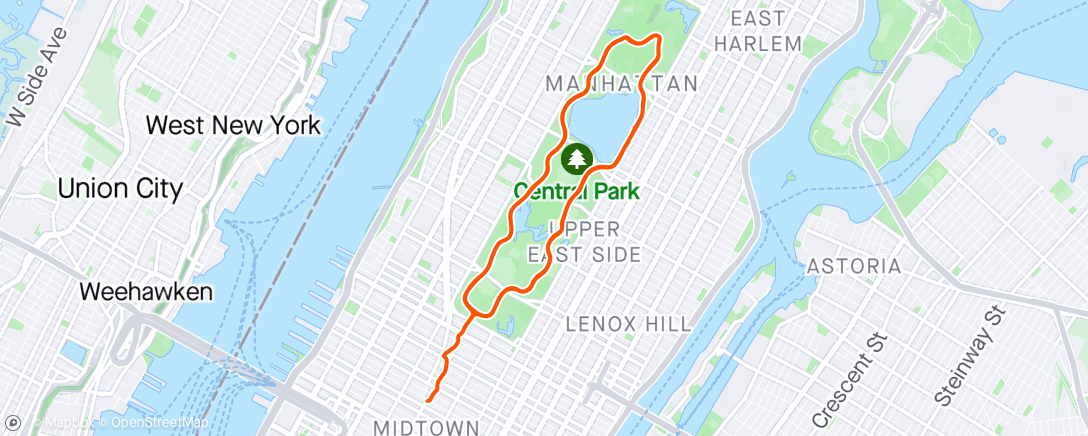 Map of the activity, Central Park Run