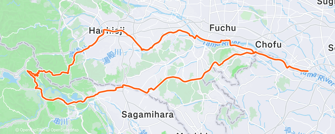 Map of the activity, Ride in Midori Ku on 13-12-2025