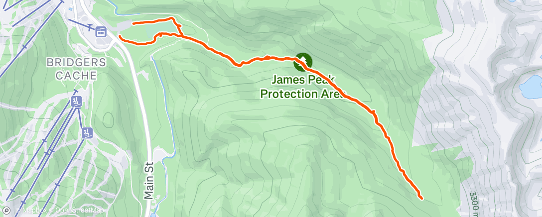 Map of the activity, Great Trail into the James Peak Wilderness