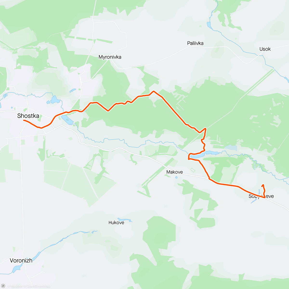 Map of the activity, Afternoon ride. На дачу. Альтернативный маршрут