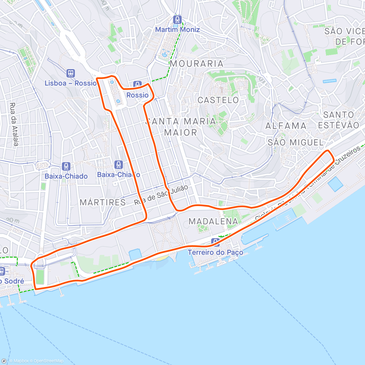 Map of the activity, Lisbona , corsetta all’alba