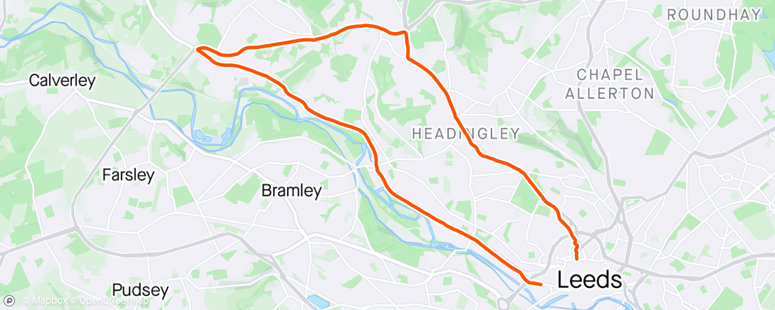 Map of the activity, 11 miles in Leeds