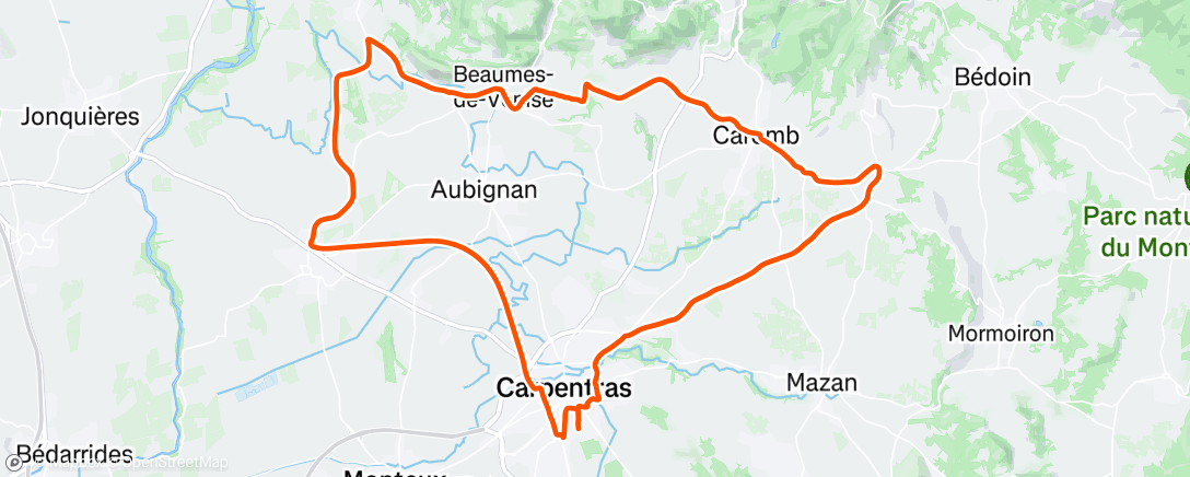 Map of the activity, Petit tour Sarrians beaumes de Venise caromb