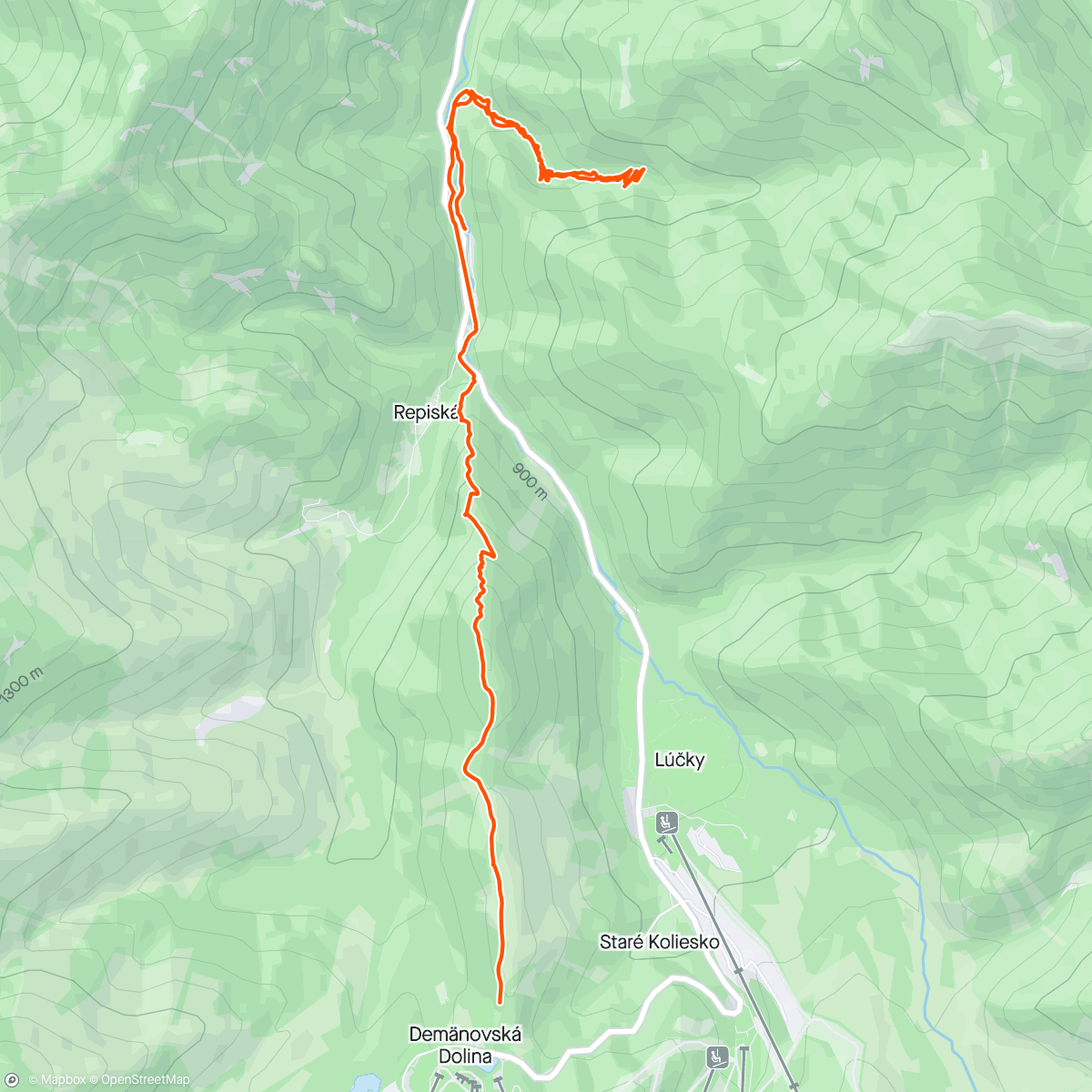 Map of the activity, Jasná - Vyvieranie