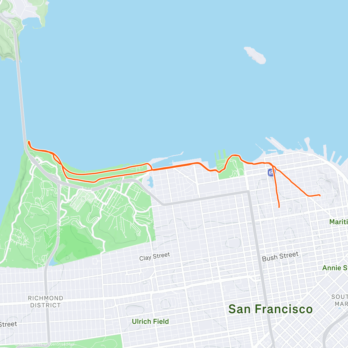 Map of the activity, Afternoon Run: BVLR Holiday Run Swing Shift (but NFW cold plunge)