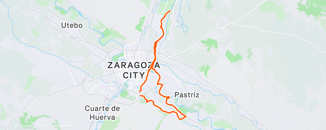 Map of the activity, Bicicleta de montaña a la hora del almuerzo