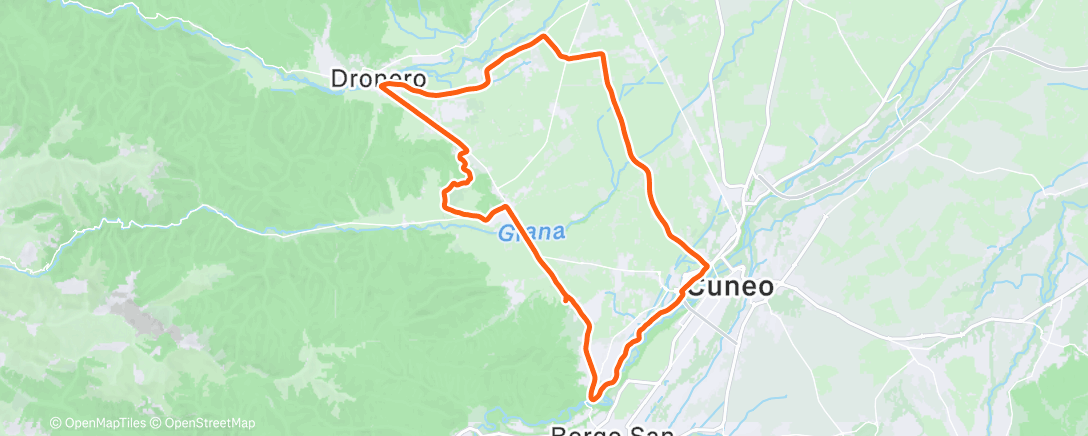 Map of the activity, Pedalata pomeridiana