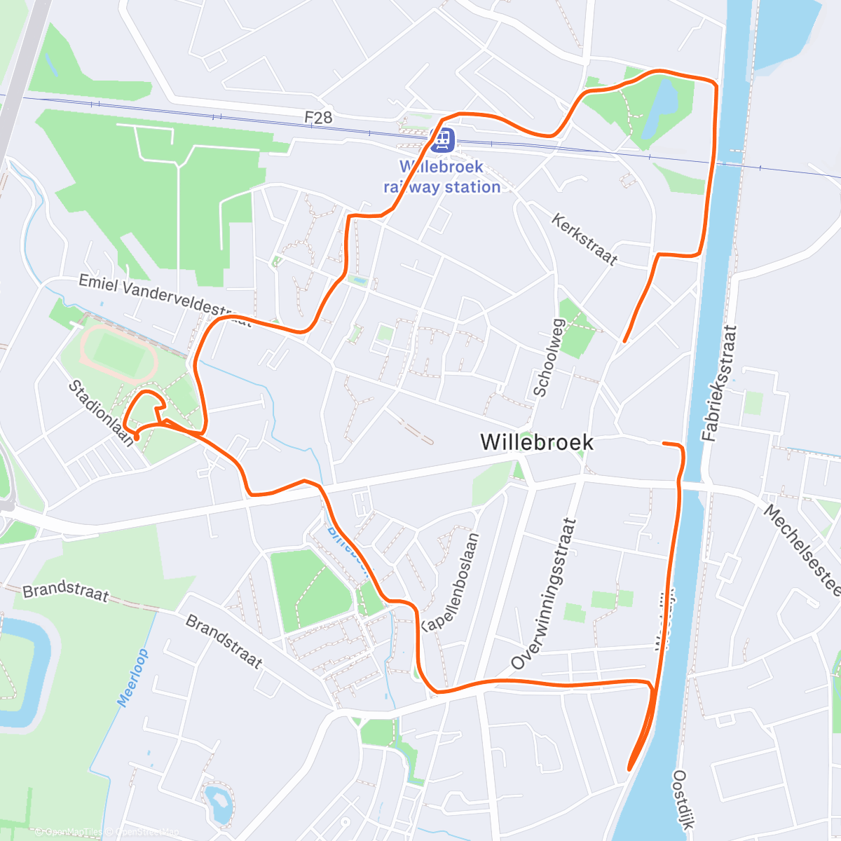 Карта физической активности (Run - Dwars door Willebroek - 2️⃣🅾️5️⃣² - 🇧🇪 - #0074 - JSL069)