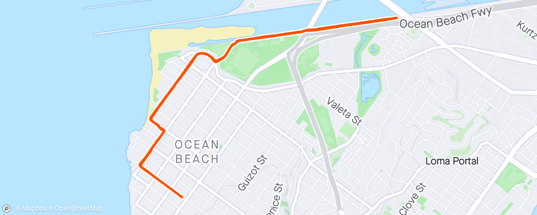 Map of the activity, Ocean Beach San Diego 5.3m