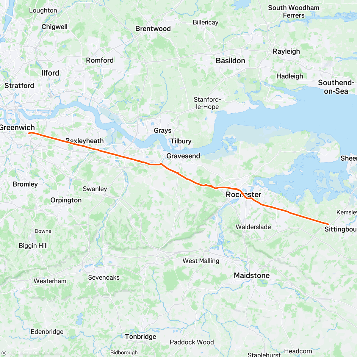 Map of the activity, Day 517 / #CPT2LDN / Sittingbourne to Greenwich