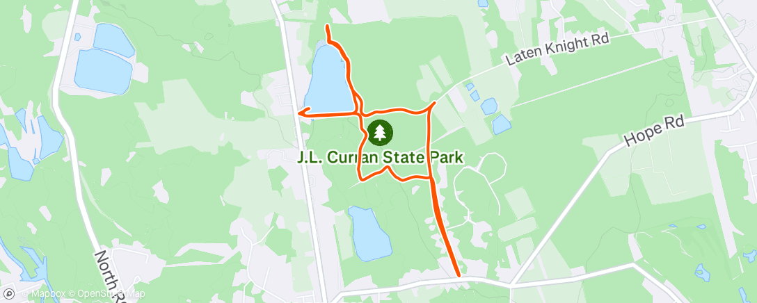 Map of the activity, Run on roads, hike on snow, walk very carefully on the ice.