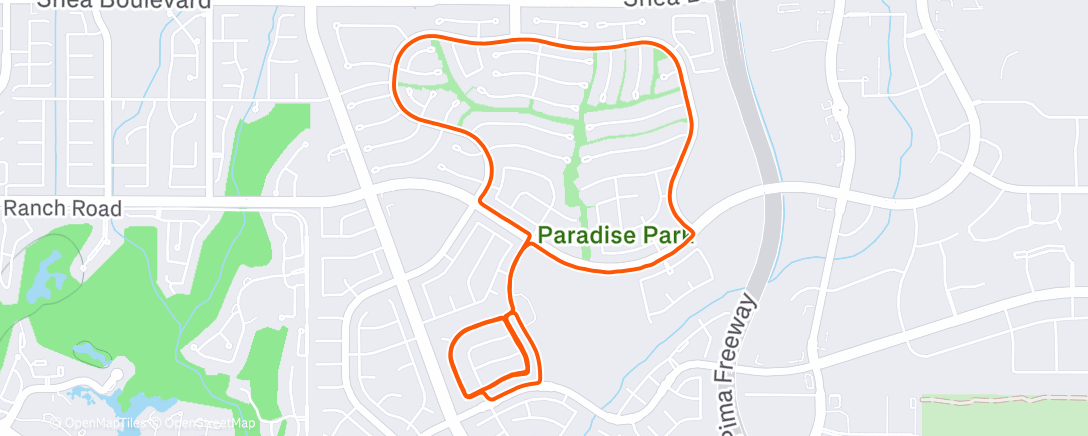 Map of the activity, Tuesday speed work